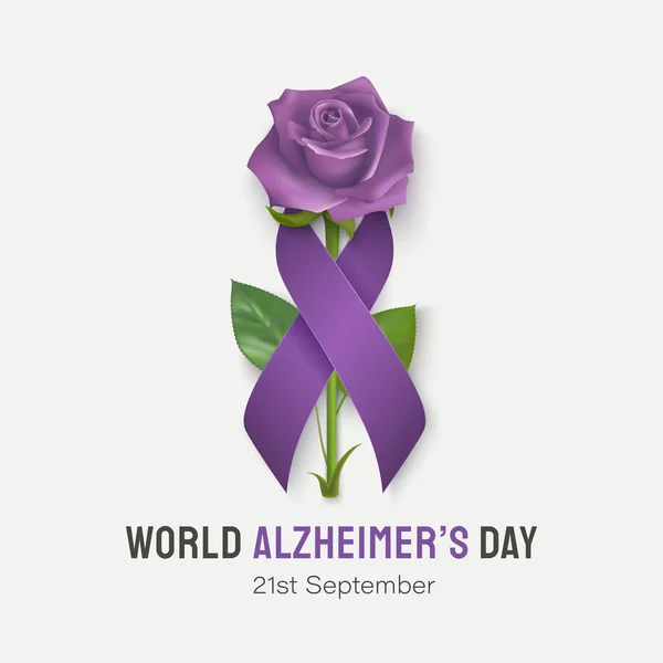 Banner Del Día Mundial Del Alzheimer Con Cinta Rosa Sobre — Vector de stock