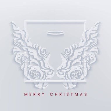 Mutlu noel kağıtları, melek kanatlarıyla kesilmiş.