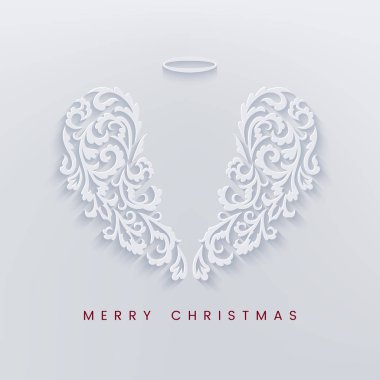 Mutlu noel kağıtları, melek kanatlarıyla kesilmiş.