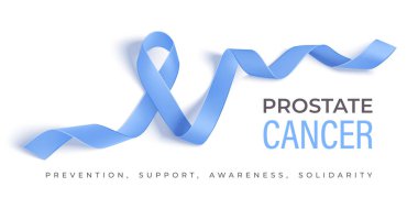 Prostat kanseri farkındalık ayı mavi kurdeleli vektör pankartı