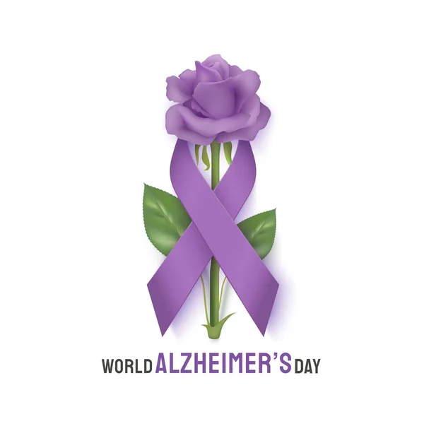 Banner Del Día Mundial Del Alzheimer Con Cinta Rosa Sobre — Vector de stock