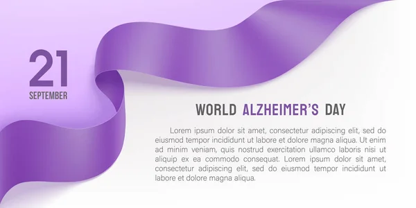Poster del día de Alzheimers con cinta y rosa — Vector de stock