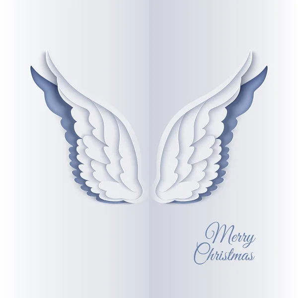 Открытка с белыми ангельскими крыльями — стоковый вектор