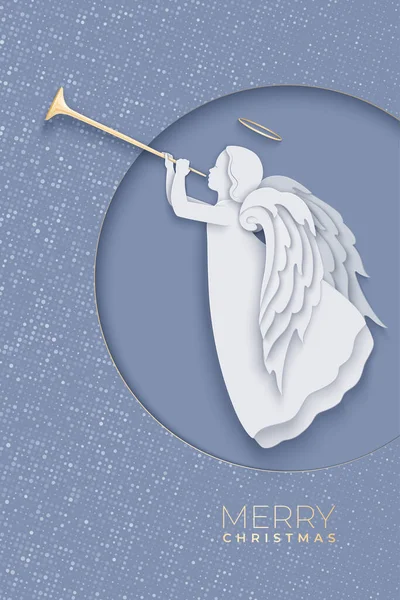 Вертикальная открытка в стиле рождественской бумаги с ангелом — стоковый вектор