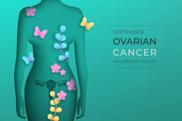 Ovarian Cancer awareness month vector horizontal banner — Archivo Imágenes Vectoriales