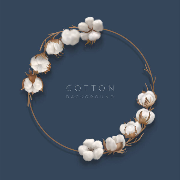 Vector round frame with cotton branch