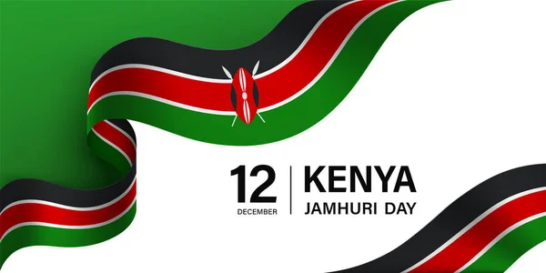 Kenya Jamhuri Day greeting card with ribbon and salute — Stock Vector