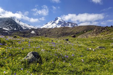 Kazbek'in manzarası. Kafkasya. Gürcistan.