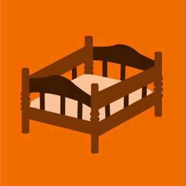 boş modern bebek beşiği simgesi. Düz dizayn edilmiş bebek ya da erkek bebek için yatak