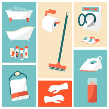 Birçok modernler basit hijyen simgeleri ve vektör banyosunda temizlik yaparlar. 