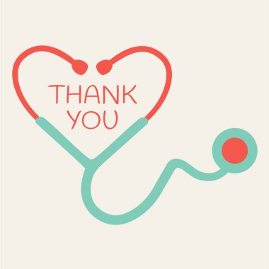 Hayat kurtarıcı salgın. Amblem destek konsepti. Teşekkürler doktor ve hemşire. Salgın koronavirüs sembolü. düz dizayn kırmızı kalp şeklinde stetoskop tıbbi alet taşıyıcı ikonu. Sağlık hizmeti aşk destek logosu