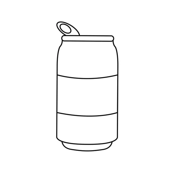 空白简单干净的黑色轮廓打开科拉 饮料可以图标和符号卡通平面设计 餐馆白色背景菜单的软饮料线符号或碳酸饮料向量分隔等高线 — 图库矢量图片