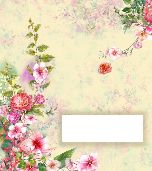Abstrakte Bunte Blumen Aquarellmalerei Hat Platz Für Text — Stockfoto