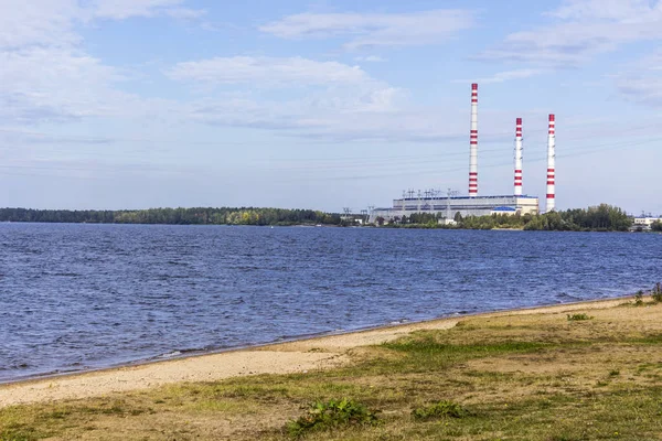Volga Russie Centrale Ligne Électrique Centrale Électrique Sur Les Rives — Photo