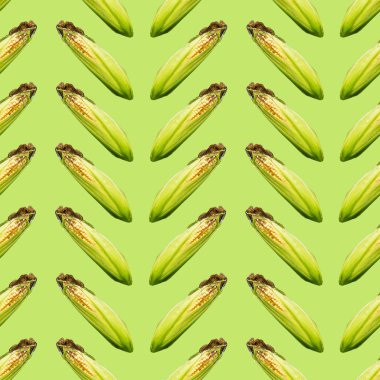Raster seamless modeli. Yeşil zemin üzerine Mısır kulak. Site hakkında tarım, tarım, Hayvancılık, grafik.