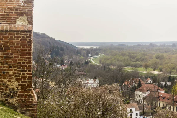 Kale Tepesi Panoramik Manzarası Evler Tepeler Vadi Kazimierz Dolny Vistula — Stok fotoğraf
