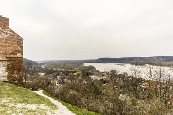 Panoramic view from castle hill. Houses, hills and valley. Kazimierz Dolny is a medieval city over the Vistula.