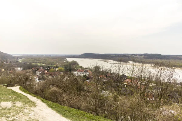 Panoramic view from castle hill. Houses, hills and valley. Kazimierz Dolny is a medieval city over the Vistula.
