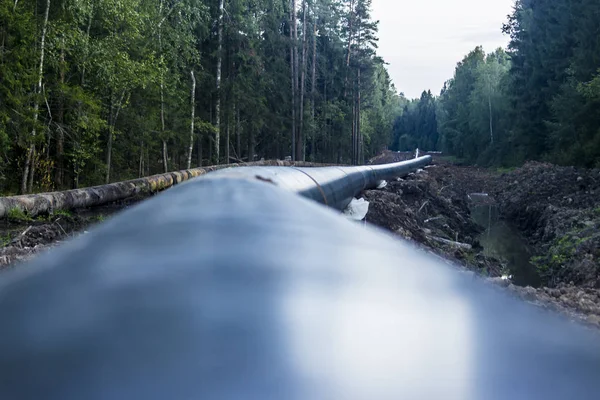 Wiederherstellung Der Gaspipeline Ersetzen Alter Rostiger Rohre Durch Neue Taiga — Stockfoto