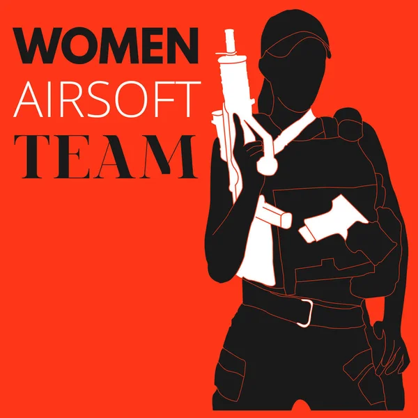 Woman Airsoft Sport Team — Stock Vector