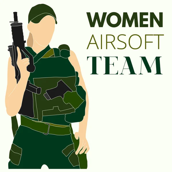 Mujer Airsoft Sport Team — Vector de stock