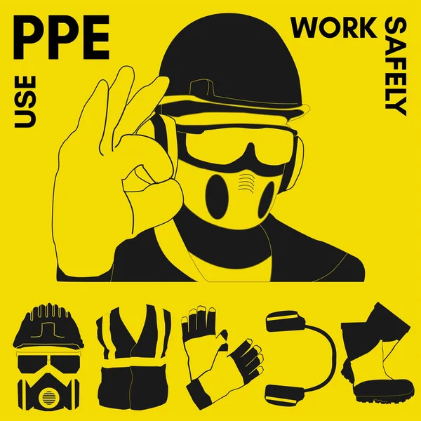 Personal Protective Equipment vector illustration set — Stock Vector