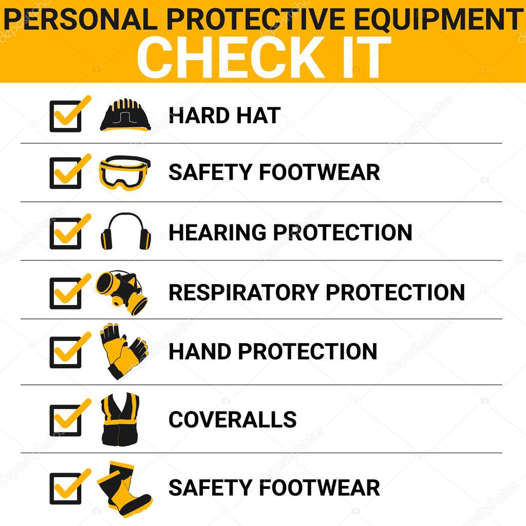 Personal Protective Equipment vector illustration set