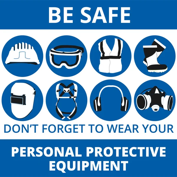 Personal Protective Equipment vector warn signs set — Stock Vector