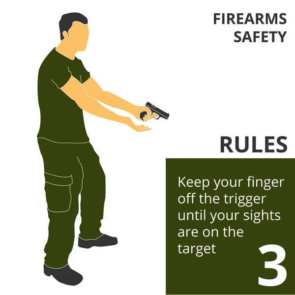 The firearm shooting safety rules and signs — Stock Vector