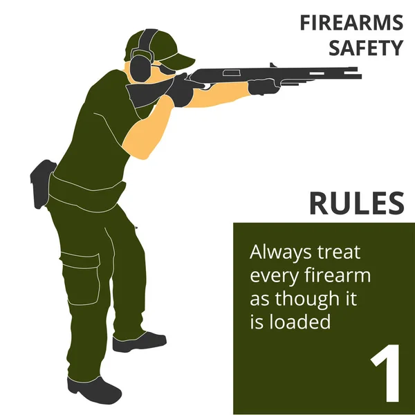 The firearm shooting safety rules and signs — Stock Vector