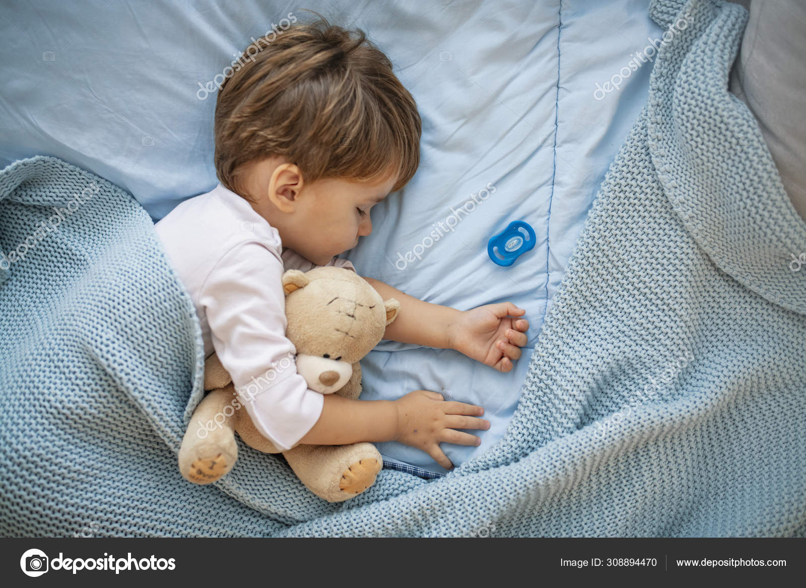 Cute Little Boy Sleeping Bed Home Sleeping Baby Bed Holding Stock ...