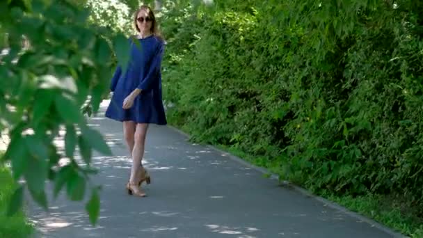 Young woman walking in the Park. — Stock Video