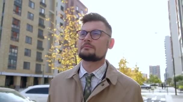 Sokakta yürürken başarılı iş adamı — Stok video