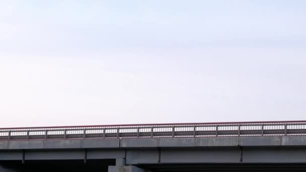 Containerlaster auf der Autobahnbrücke. — Stockvideo