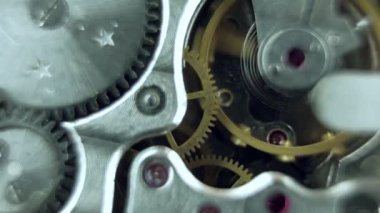 Çalışma, closeup ile yumuşak odak vurdu eski vintage saat mekanizması.