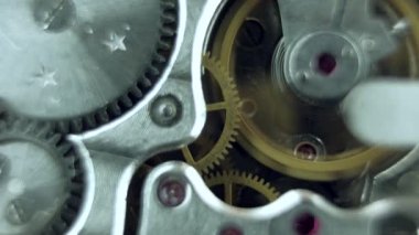 Çalışma, closeup ile yumuşak odak vurdu eski vintage saat mekanizması.