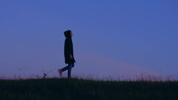 Dívka kráčeje po přírodě — Stock video