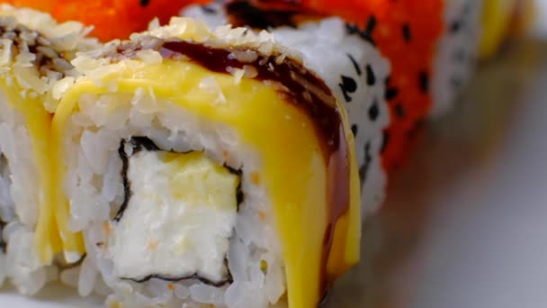 Colorat japonez sushi macro . — Videoclip de stoc