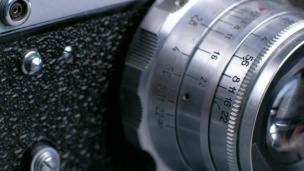 Klasik fotoğraf makinesi merceği ayrıntıları — Stok video