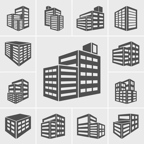 Чорні Будівельні Значки Векторний Набір Сірому Фоні — стоковий вектор