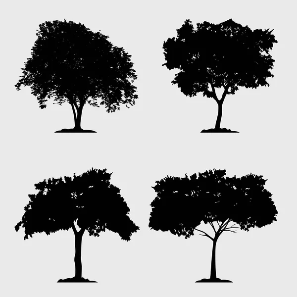 Silhueta Árvore Vector Coleção Fundo Cinza — Vetor de Stock