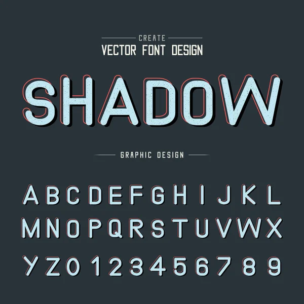 Textuur Lettertype Grunge Alfabet Vector Schaduw Type Brief Nummer Design — Stockvector
