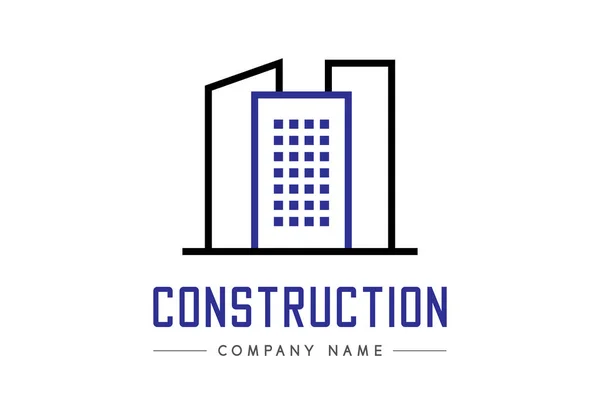 Kırbaç Arka Planında Siyah Mavi Logo Binası Yaratıcı Mimari Vektör — Stok Vektör