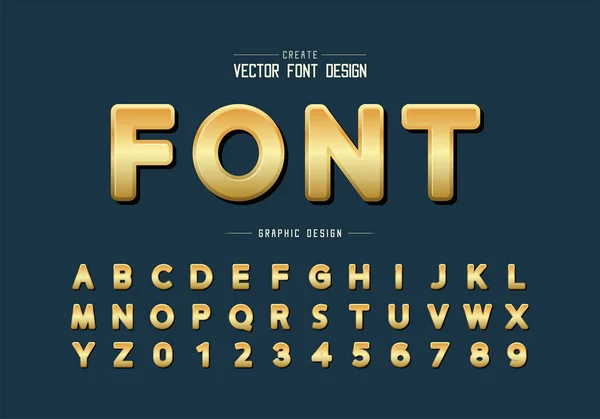 Goud Lettertype Ronde Alfabet Vector Golden Design Lettertype Nummer Grafische — Stockvector