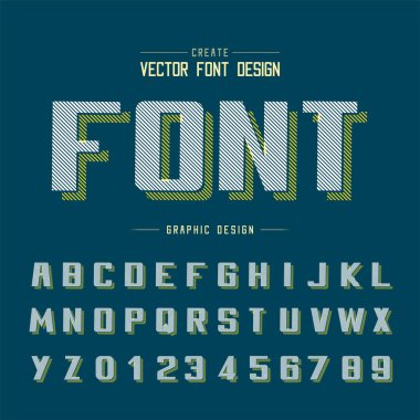 Çizgi Kalın Yazı Tipi gölgesi ve Grafik alfabe vektörü, yazı karakteri ve sayı tasarımı