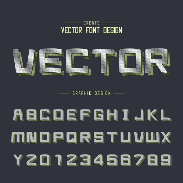 Line Cartoon Schaduw Lettertype Grafische Alfabet Vector Vierkant Lettertype Letter — Stockvector