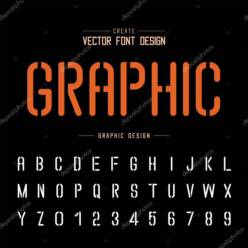 Tech Font and Graphic alphabet vector, Technology Letter style typeface and number design