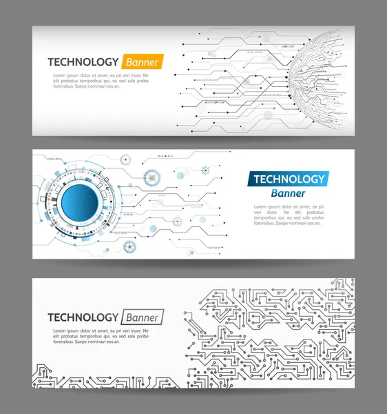 抽象全球技术网络横幅概念 数字互联网通信网设计 连接结构 高科技电路板矢量插画 Eps — 图库矢量图片