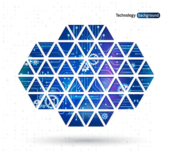Abstrakter Technischer Hintergrund Mit Dreiecken Und Zahnrädern Tech Darstellung Des — Stockvektor