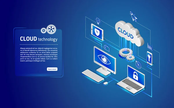 Σύννεφο Τεχνολογία Υπολογιστών Έννοια Εικονογράφηση Του Δικτύου Υπολογιστή Φορητό Υπολογιστή — Διανυσματικό Αρχείο